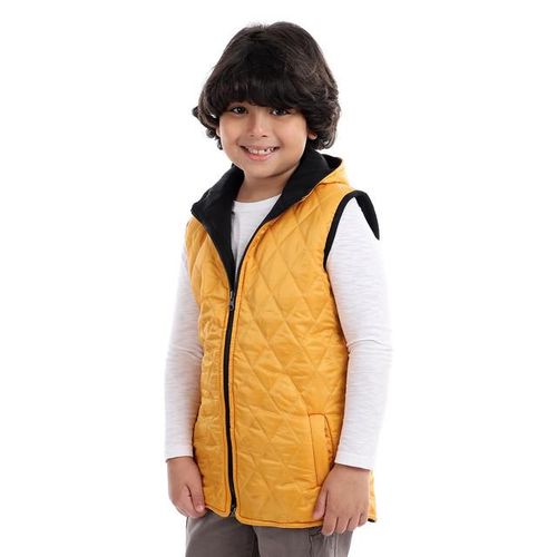 Stitched Double Face Boys Vest - Mustard