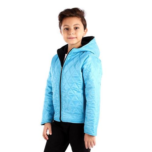 Boys Double Face Zipped Jacket - Black & Turquoise