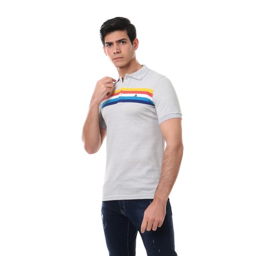 Colorful Short Sleeves Polo Shirt - Grey