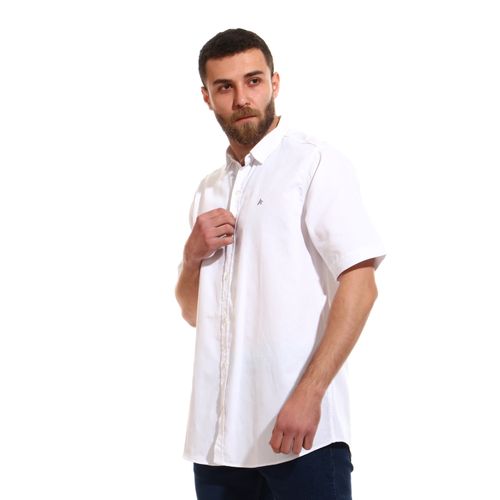 Comfy Short Sleeves Buttoned Shirt  - White