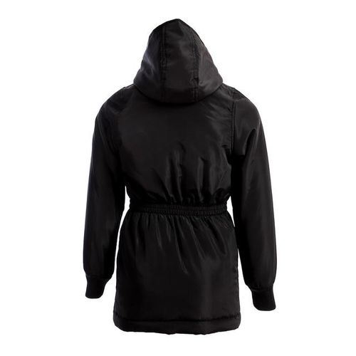 Girls Adjustable Hoodie Patched Jacket - Black