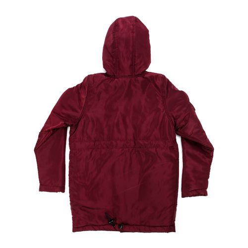 Parka Jacket With Fur Hoodie For Girls - Burgundy