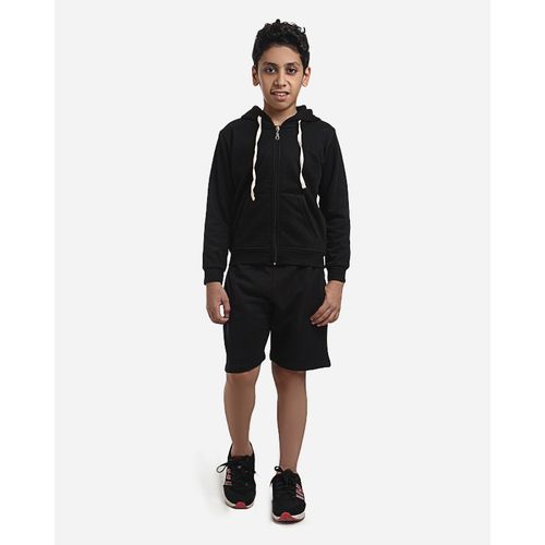 unisex solid soft school short black