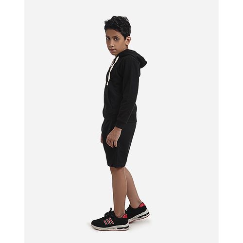 unisex solid soft school short black