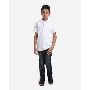 unisex half sleeves school polo shirt white
