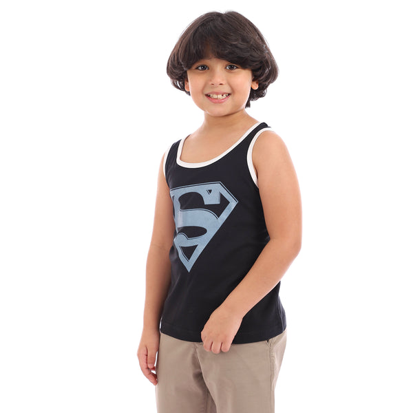 superman- logo- sleeveless- t-shirt- - black