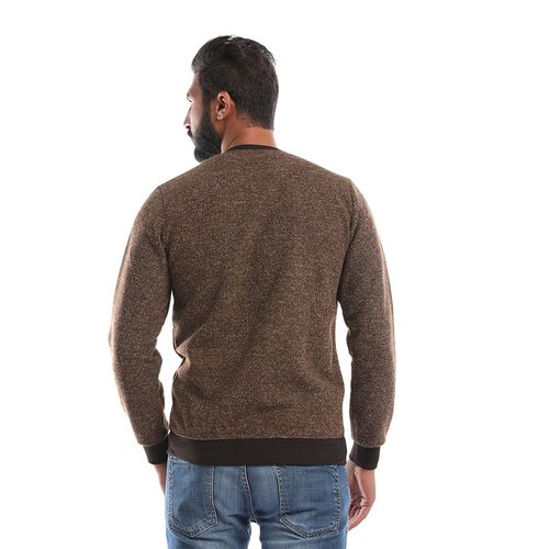 v-neck- sweatshirt- brown