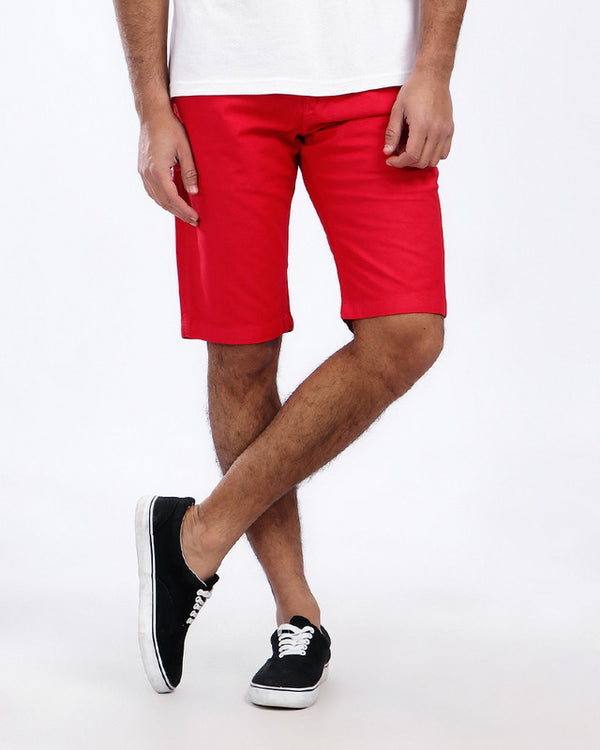 pique casual four pockets short - red