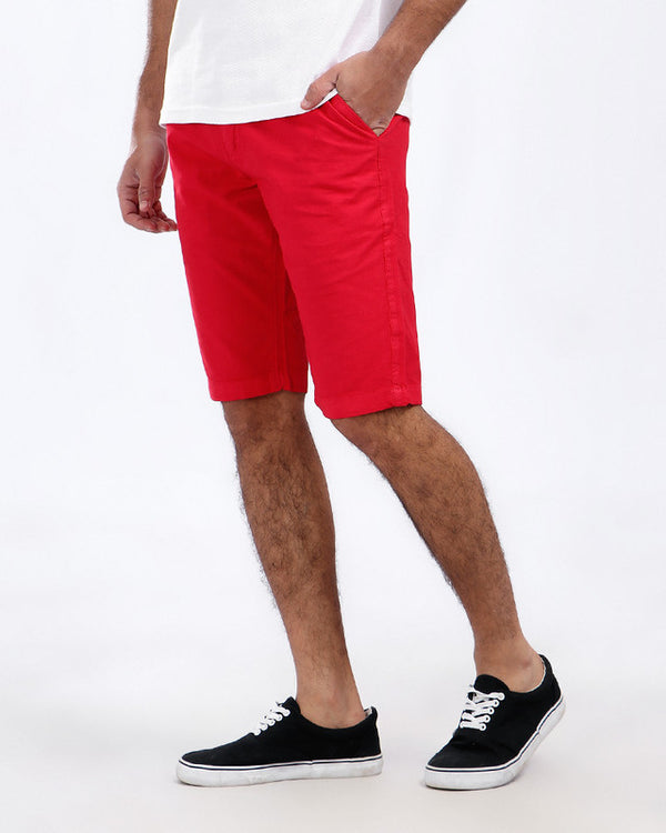 pique casual four pockets short - red