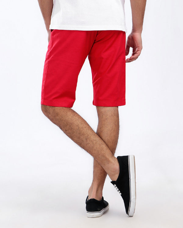 pique casual four pockets short - red