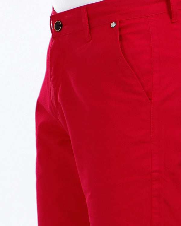 pique casual four pockets short - red