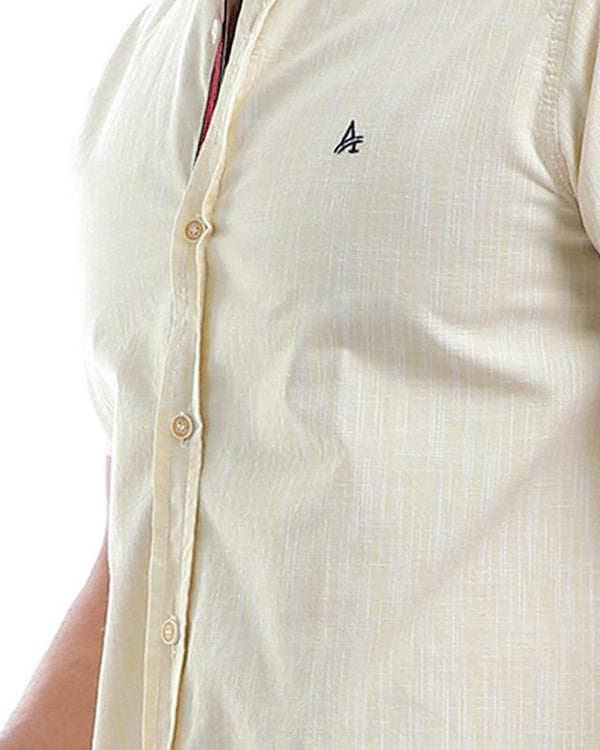 linen sharkskin buttoned shirt - heather yellow