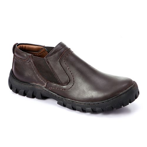 leather slip on casual shoes brown