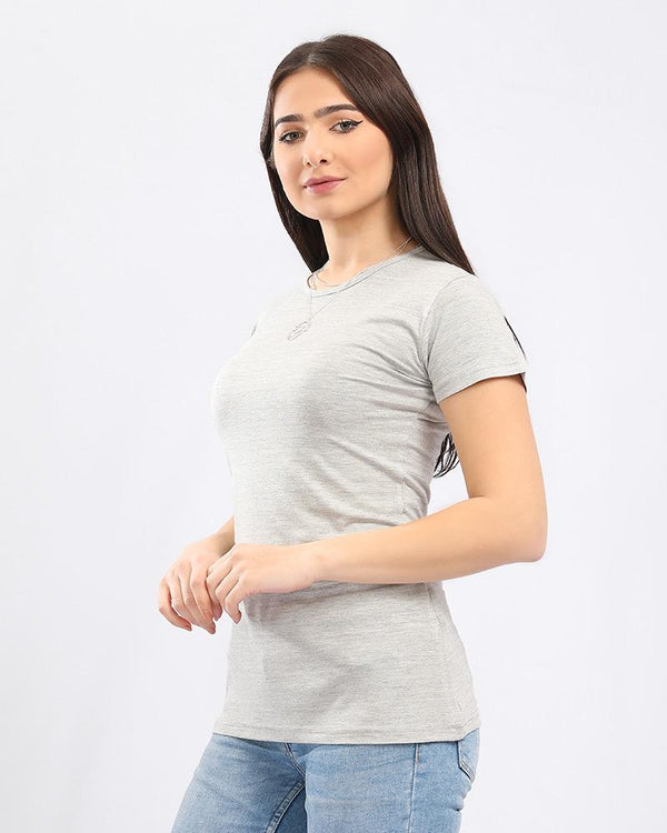 Heather Grey Slip On Round Basic T-shirt