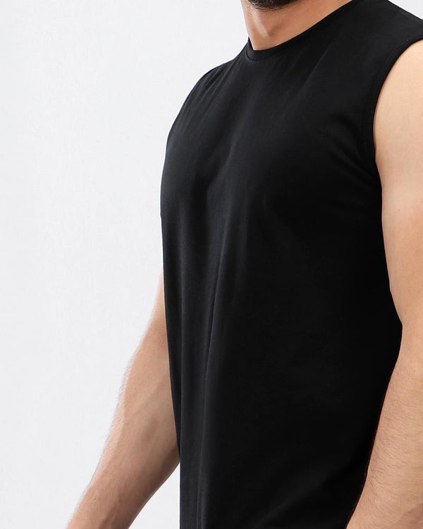 sleeveless round neck slip on t-shirt - heather grey