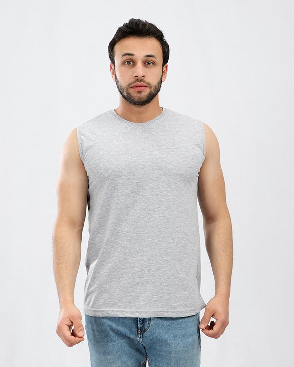 sleeveless round neck slip on t-shirt - heather grey