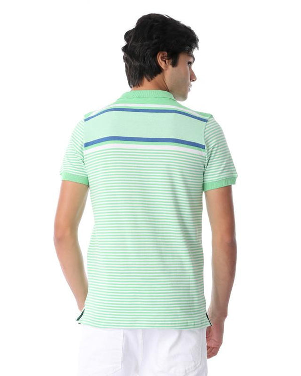 striped- short- sleeves- polo- shirt- - lime