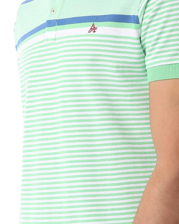 striped- short- sleeves- polo- shirt- - lime