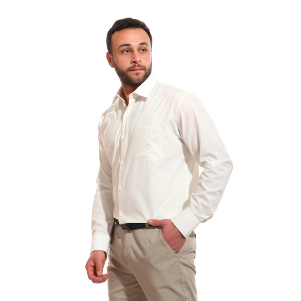 classic solid long sleeves shirt - cream