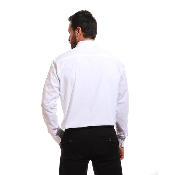 classic solid long sleeves shirt - white
