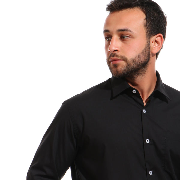 classic solid long sleeves shirt - black