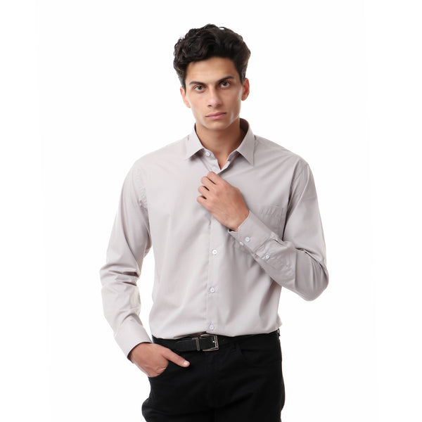 classic solid long sleeves shirt - grey