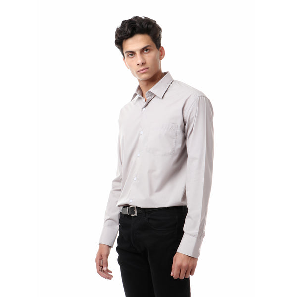 classic solid long sleeves shirt - grey