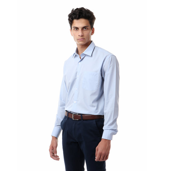 classic solid long sleeves shirt - light blue