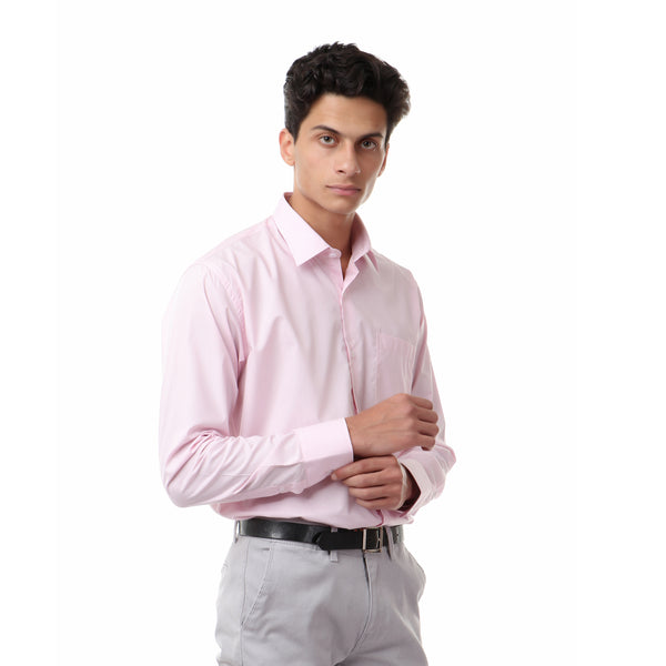 classic solid long sleeves shirt - pink