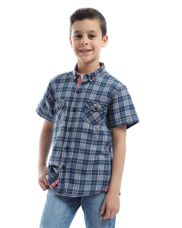 boys- two- front- pockets- tartan- shirt- - petroleum