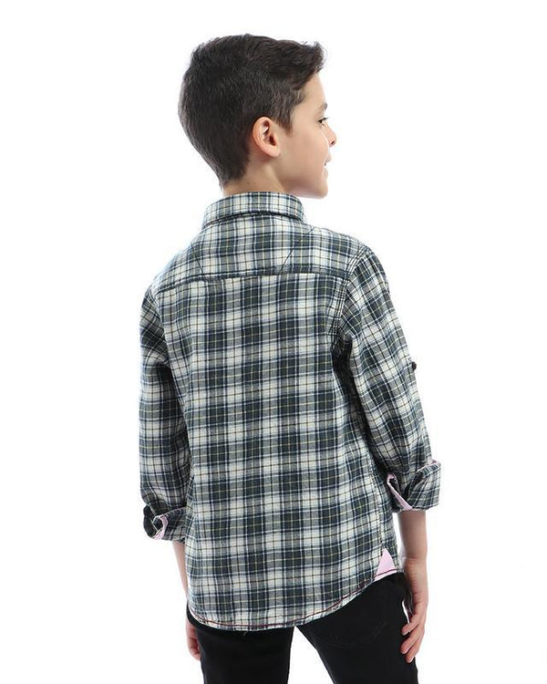 boys- front- stitched- tartan- long- sleeves- shirt- - olive