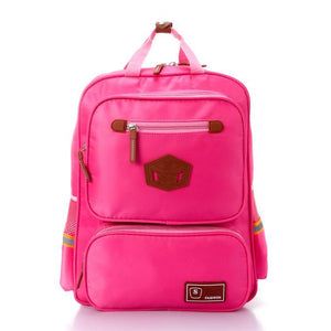 Casual Solid Zipped Backpack - Fuchsia
