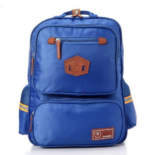 Casual Solid Zipped Backpack - Blue