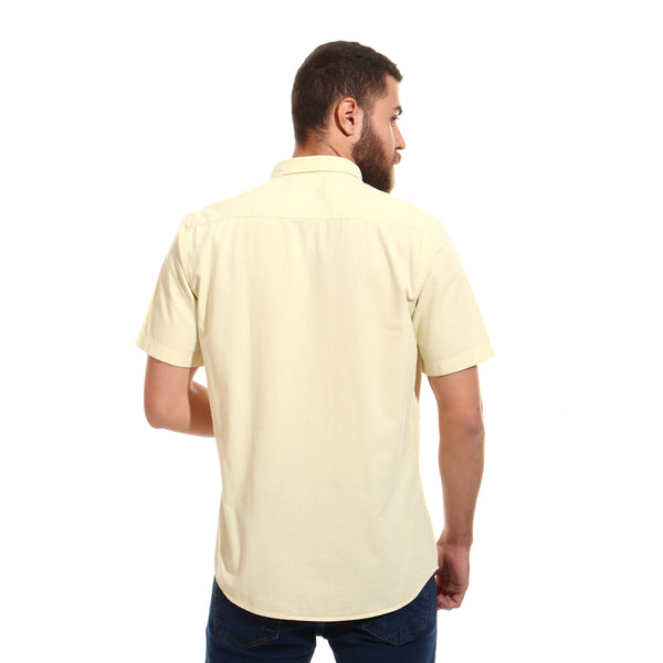 short- sleeves- slub- buttoned- shirt- - pale- yellow