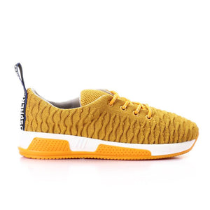 Decorative Lace Up Casual Sneakers - Mustard