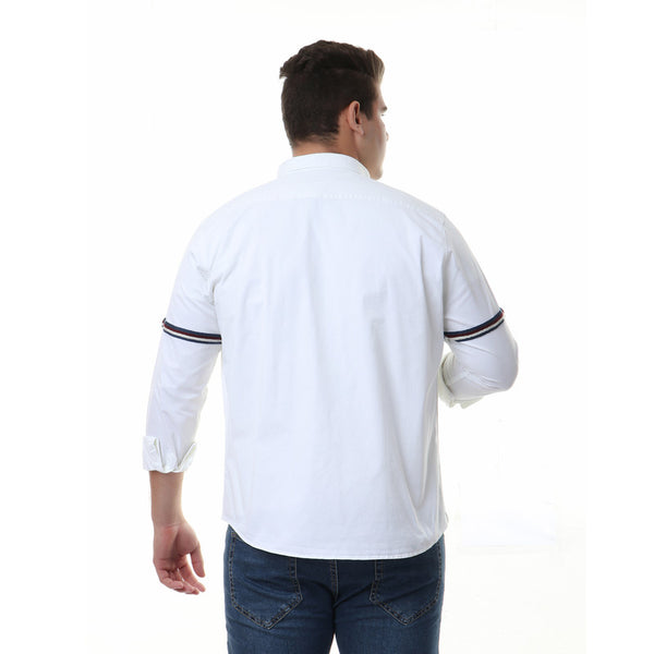 casual long stitches sleeves shirt - white