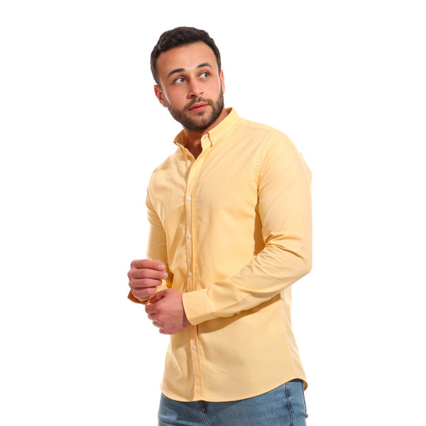 basic cotton buttoned long sleeves shirt - blonde yellow