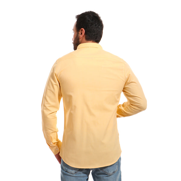 plus size textured buttoned shirt - yellow