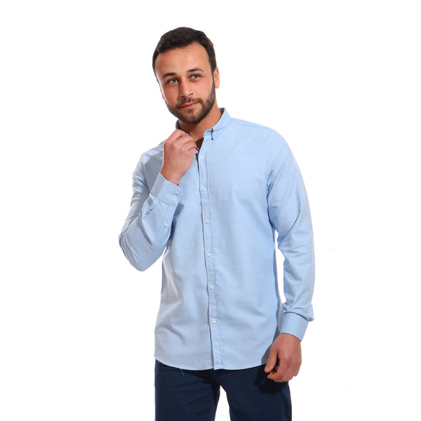 solid- casual- buttoned- shirt- - baby- blue