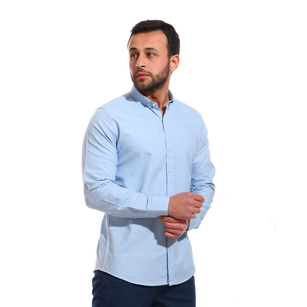 solid- casual- buttoned- shirt- - baby- blue