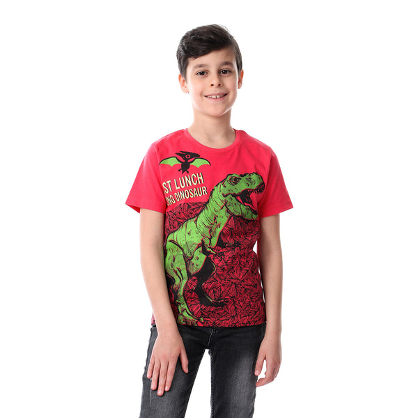 boys dinasour slip on printed tee - watermelon