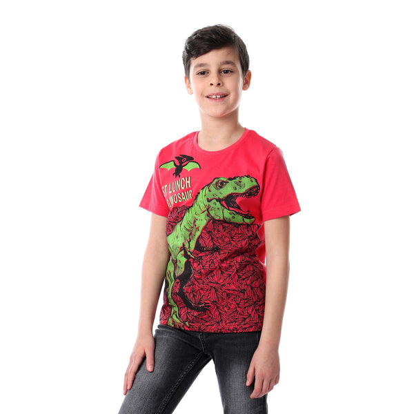 boys dinasour slip on printed tee - watermelon