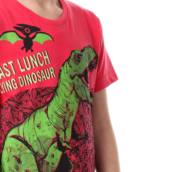 boys dinasour slip on printed tee - watermelon