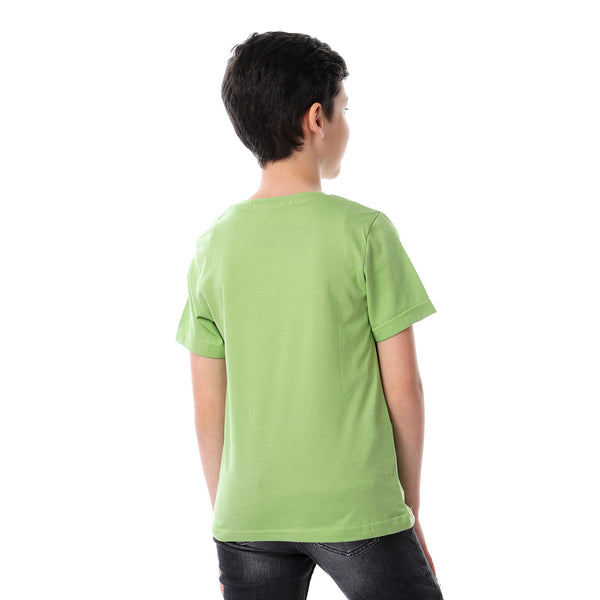boys colorful printed green t-shirt