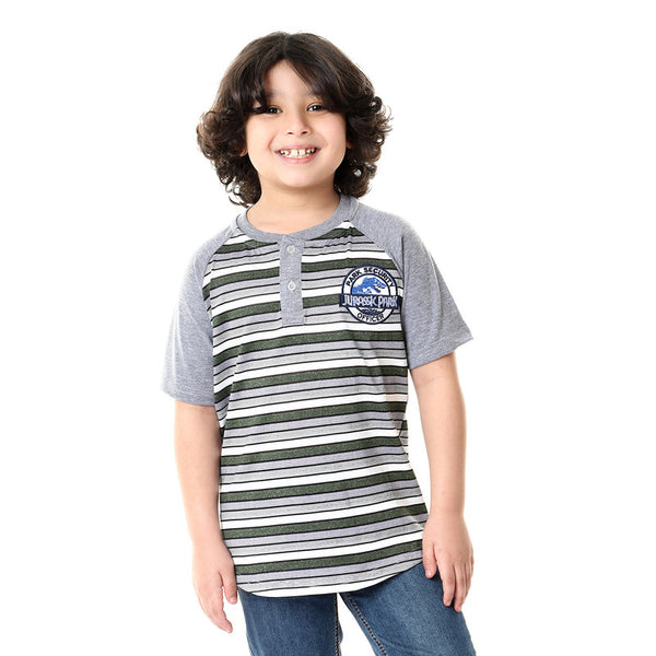 boys round colar with botton closure t-shirt - green