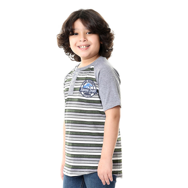 boys round colar with botton closure t-shirt - green