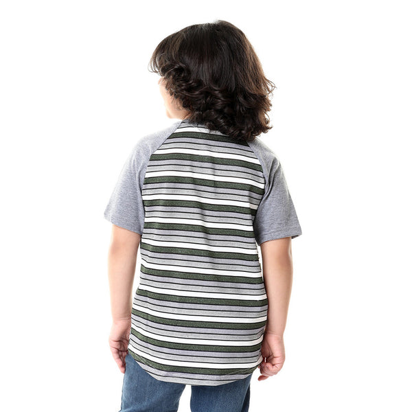 boys round colar with botton closure t-shirt - green