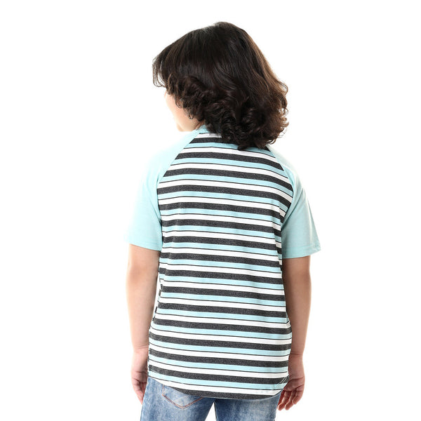 boys round colar with botton closure t-shirt - aqua marine