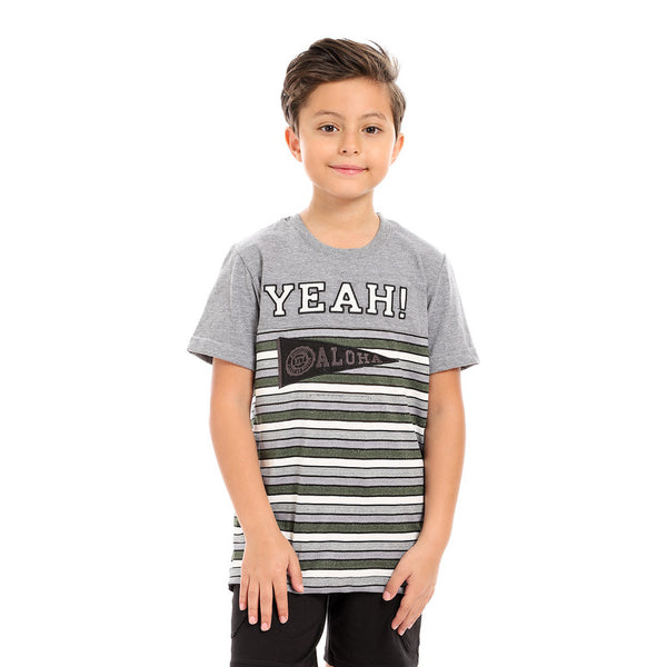 round neck boys cotton t-shirt - olive