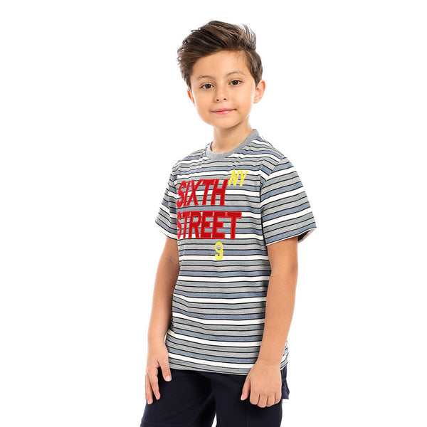 slip on front stitched boys t-shirt - blue